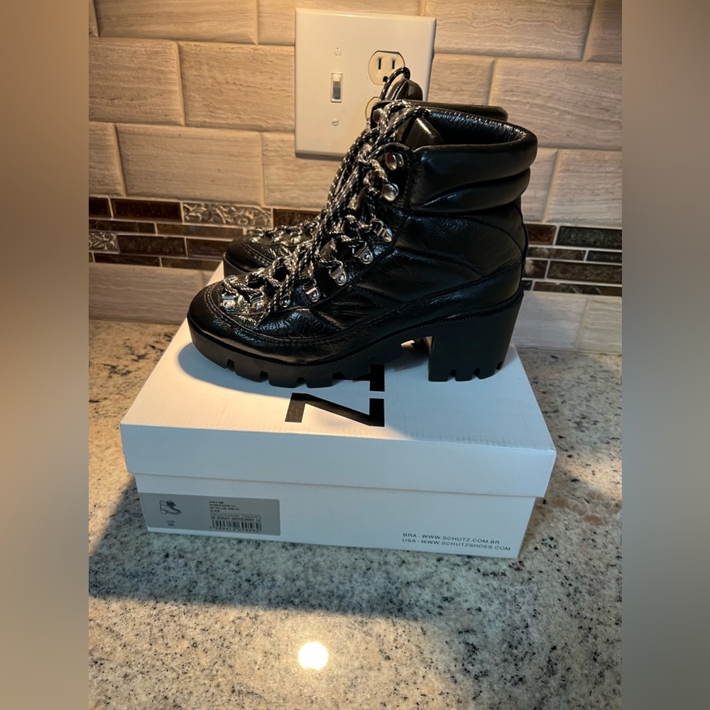 NWT Schutz Black Lace up Boots